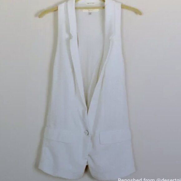 RAG & BONE White Ines Blazerstyle Racerback Vest xs - Picture 4 of 9